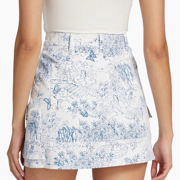 Cinq  A Sept Blue/White Garden Toile Stretch Cotton Cargo Skirt Size 4 Like New! - Picture 5 of 11